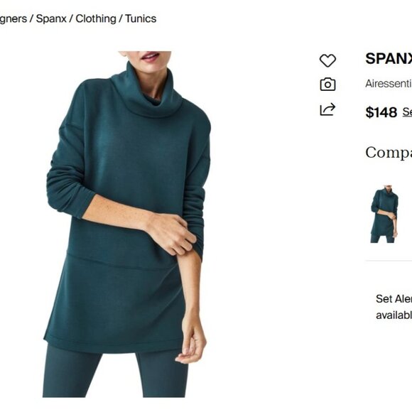 SPANX Airessentials Turtleneck Tunic In Dark Petrol size Small NWT - Picture 1 of 6